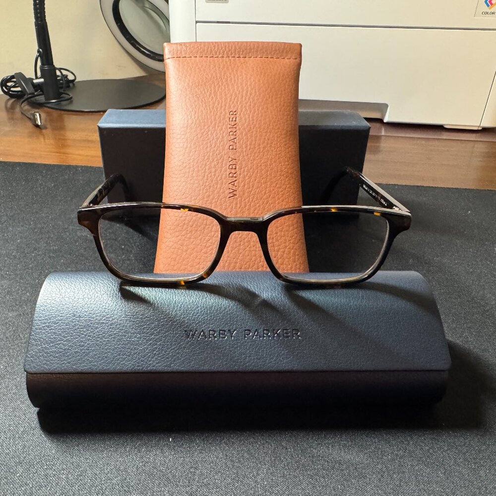 $95 Warby Parker Wilkie Reader glasses 1.5x with carrying/case Whisky Tortoise